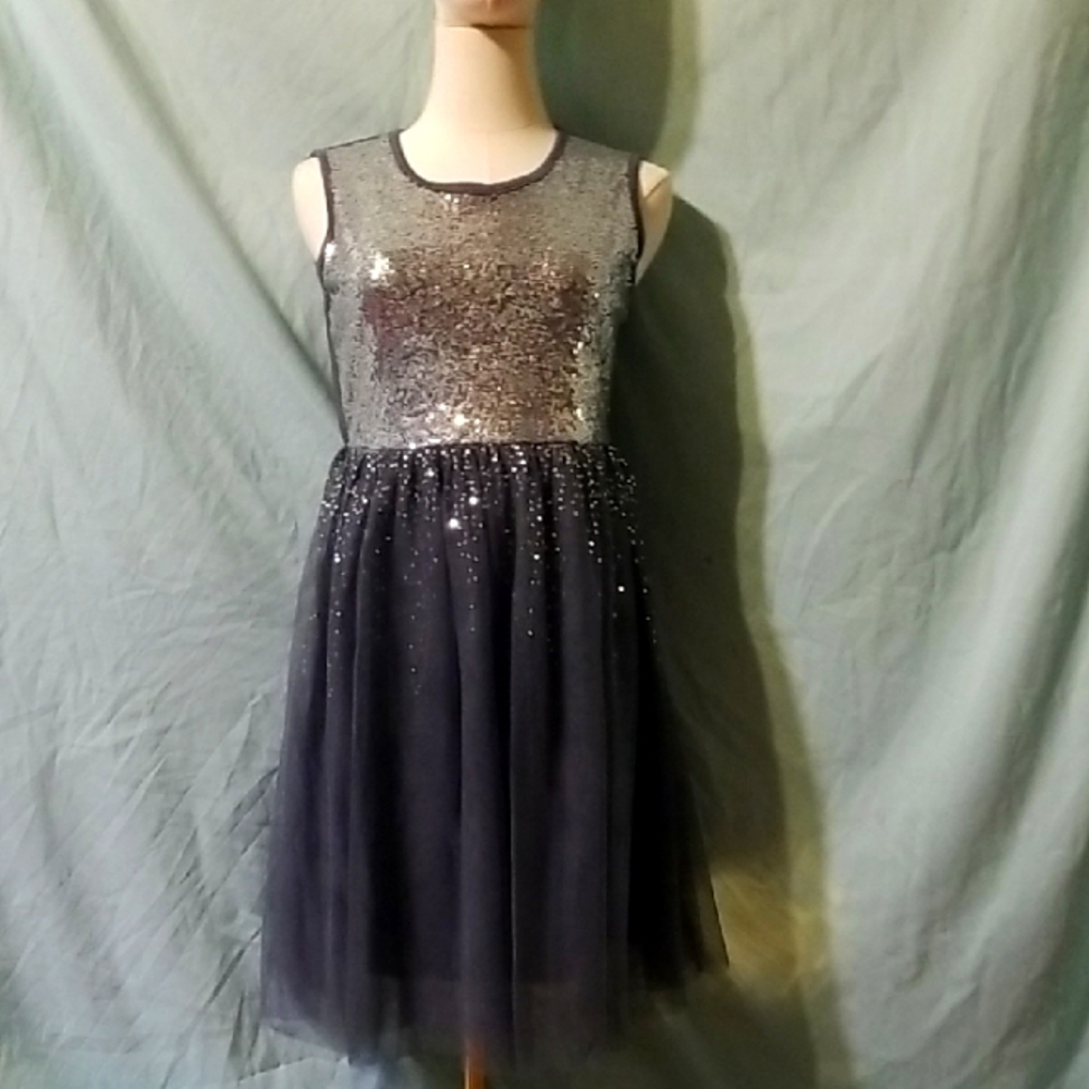 Wonder Nation KIDS Silver Sequin Embellished Midi Dress